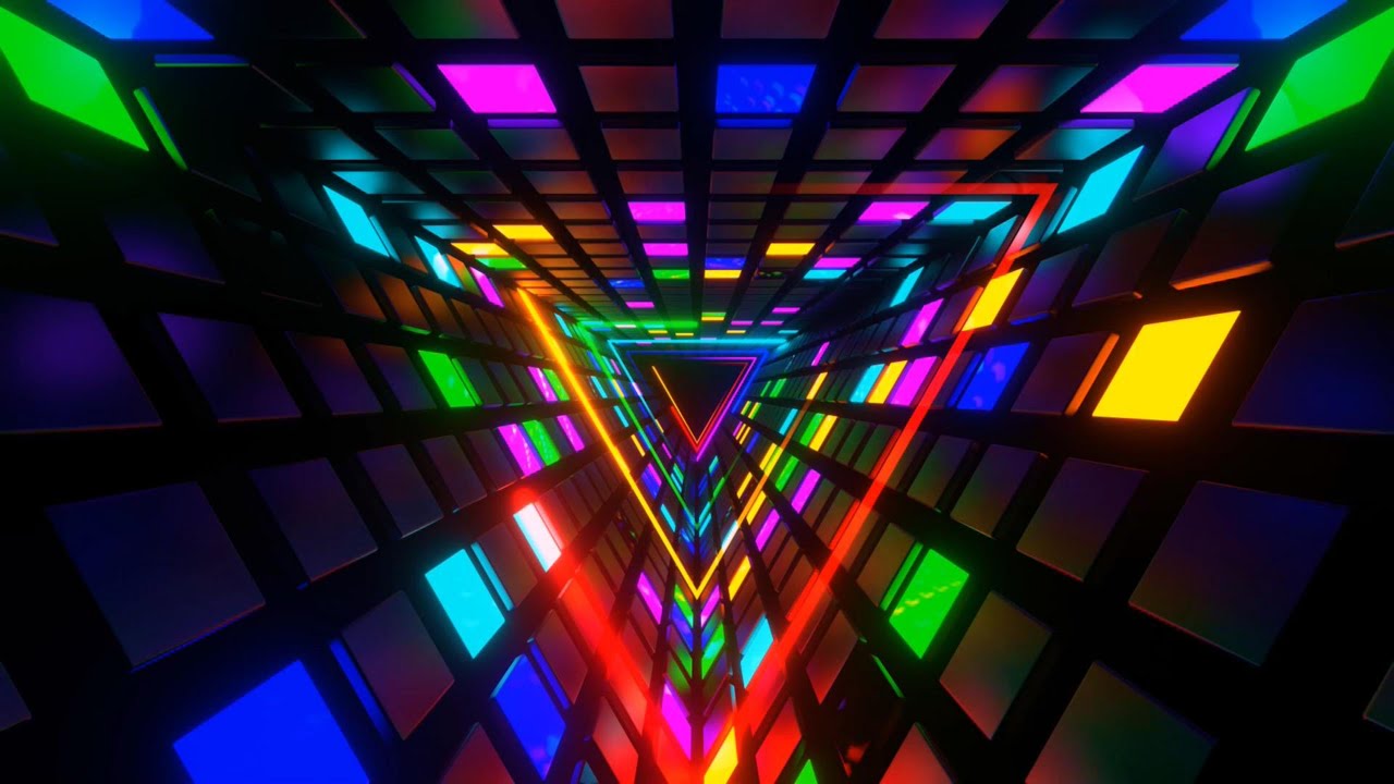 🌈 4K скринсейвер | Цветной Неоновый Треугольный Туннель – VJ Психоделический Луп (Без Звука) 🔺