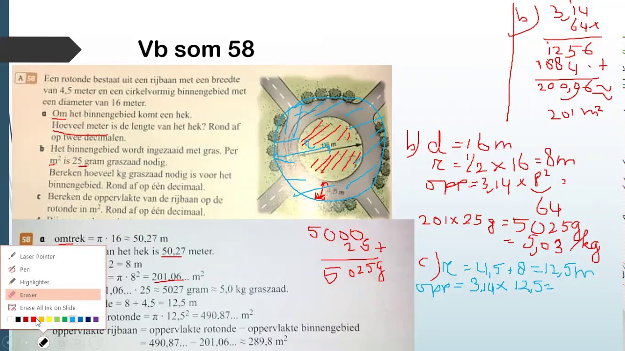 H2 oppervlakte cirkel (deel 2) klas 2 wisk
