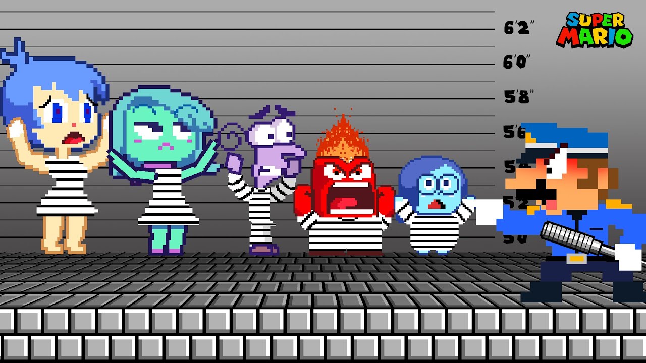 Super Mario Bros. but All Characters INSIDE OUT Escape Prison | Game Animation