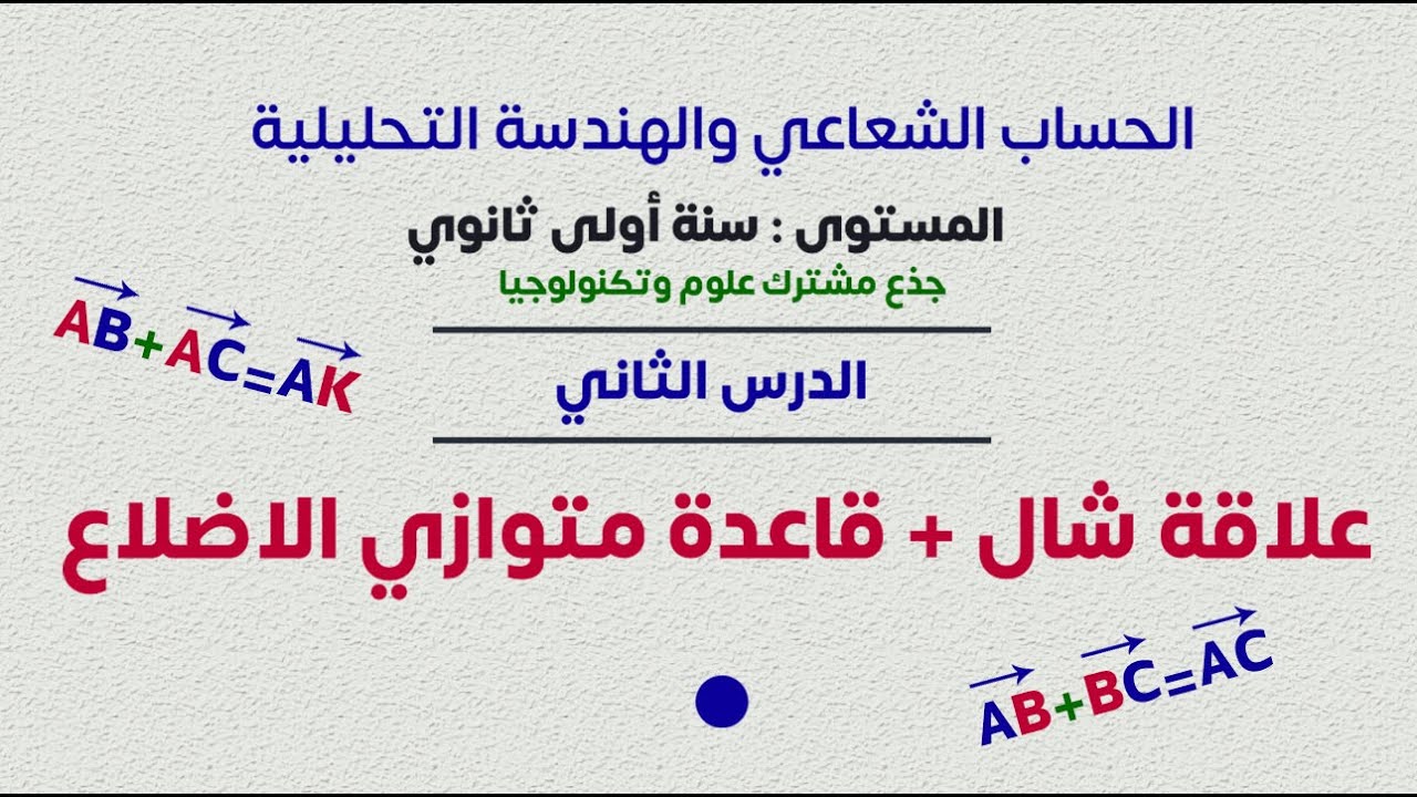 علاقة شال وقاعدة متوازي الأضلاع - أولى ثانوي