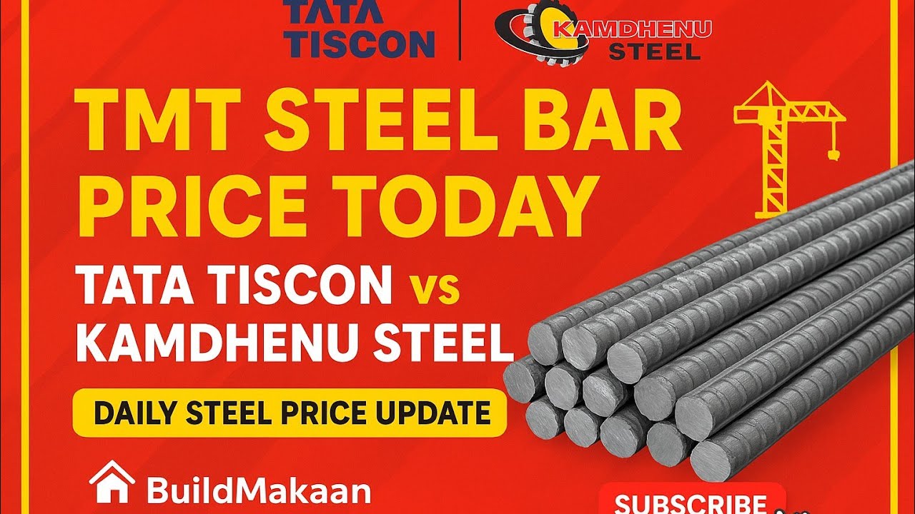 TMT Steel Bar Price Today 🏗️ | Tata Tiscon vs Kamdhenu Steel | Daily Update by BuildMakaan