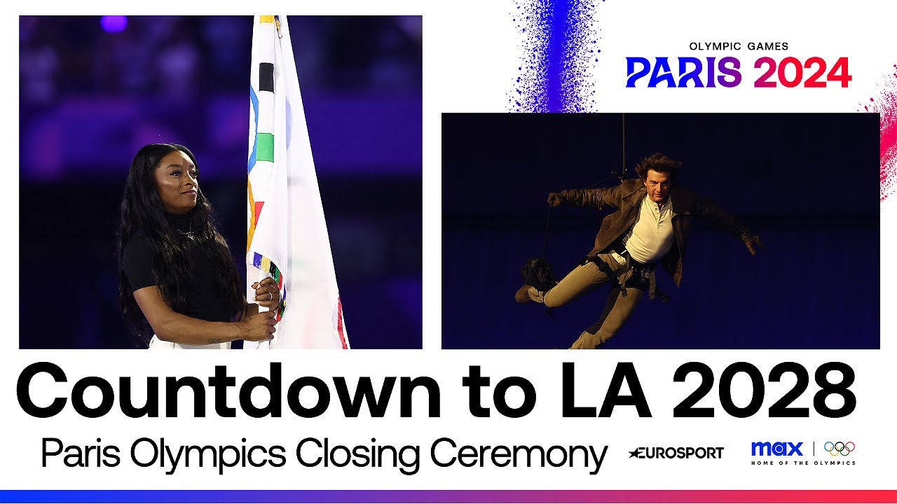 Tom Cruise DIVES into Paris Olympics Closing Ceremony & drives off with flag to LA 2028 🔥