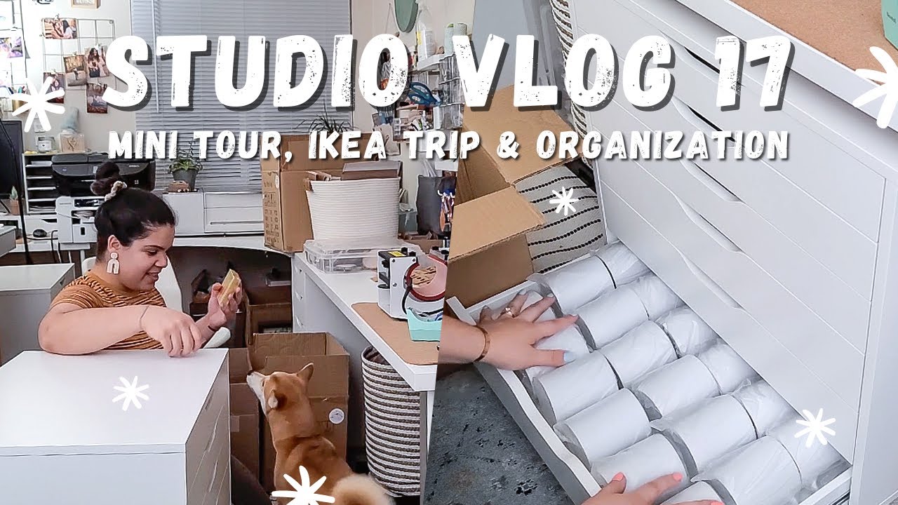 studio vlog 17 - mini studio tour, ikea trip, new furniture & office organization, diy kit idea
