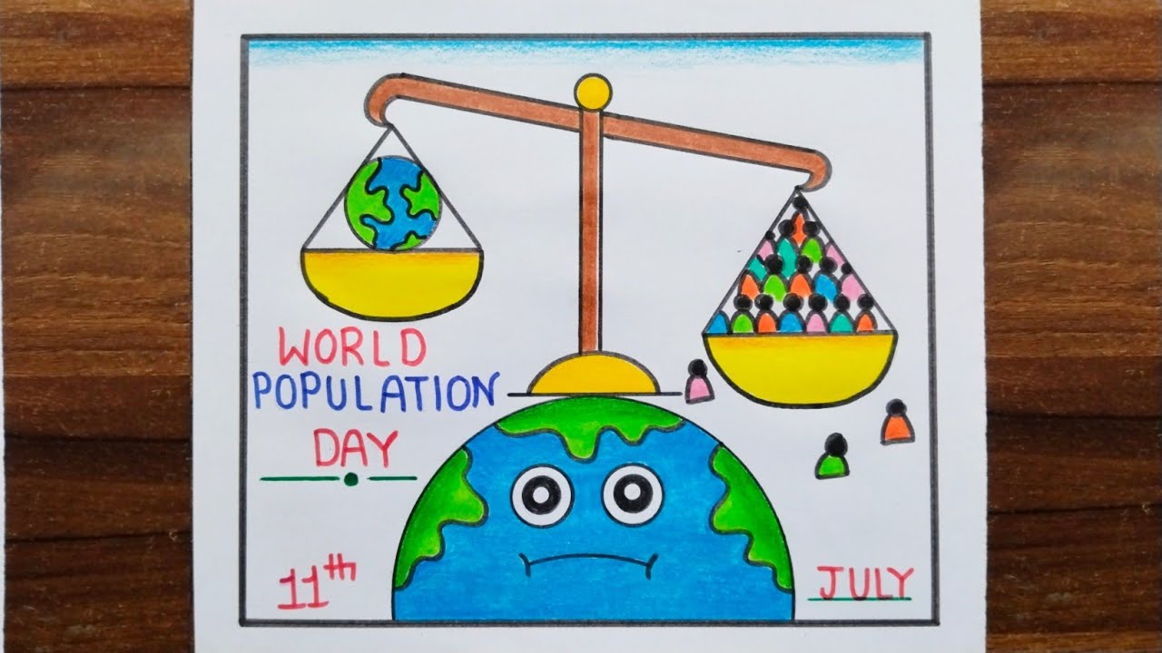 World Population Day Drawing Easy / World Population Day Poster Drawing / Population Control Drawing