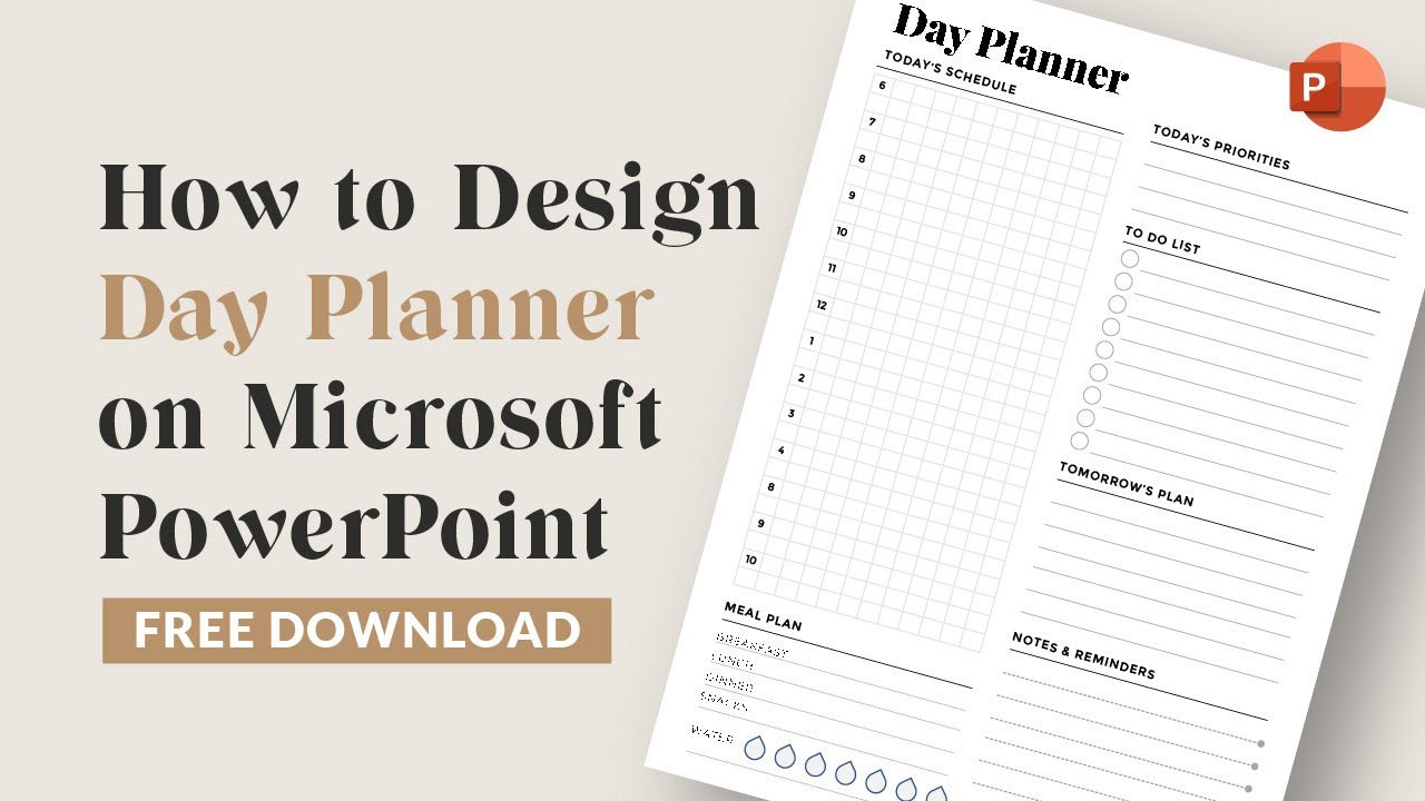 How to design minimalistic day planner on Microsoft PowerPoint | DIY printable | Free Download