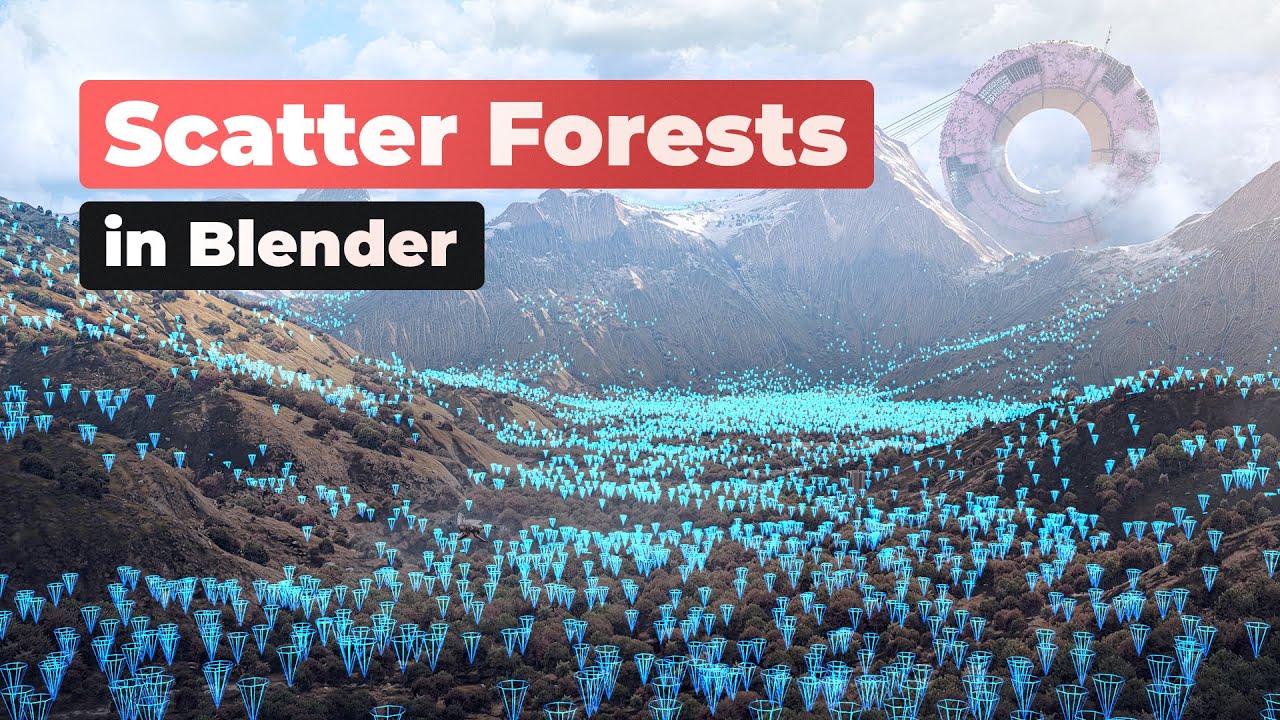 Разброс крупномасштабных лесов в Blender #b3d #tutorial