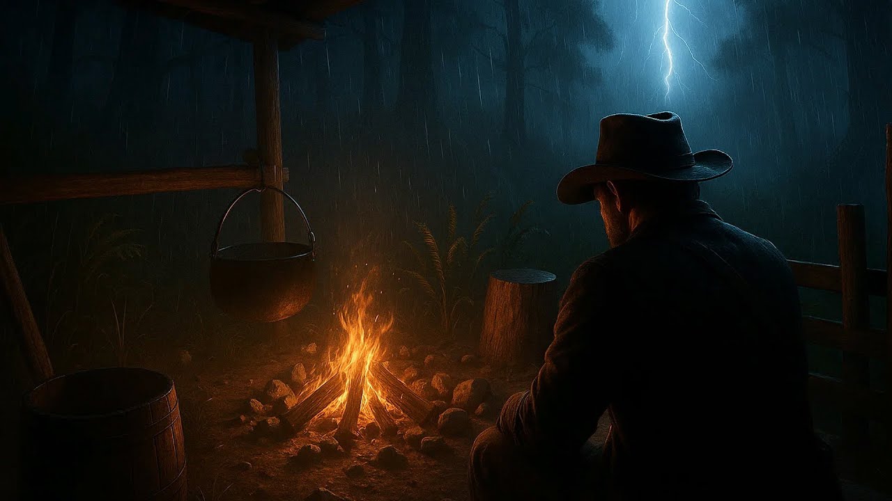 Arthur Takes Shelter from the Storm RDR2 | heavy rain sounds ASMR