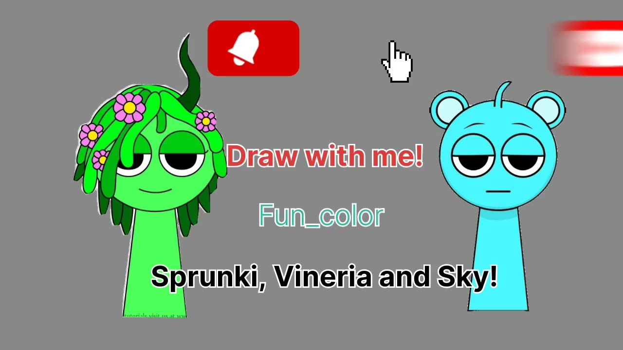 Draw with me ❤️! Fun_color,  Sprunki  Vineria and  Sky!