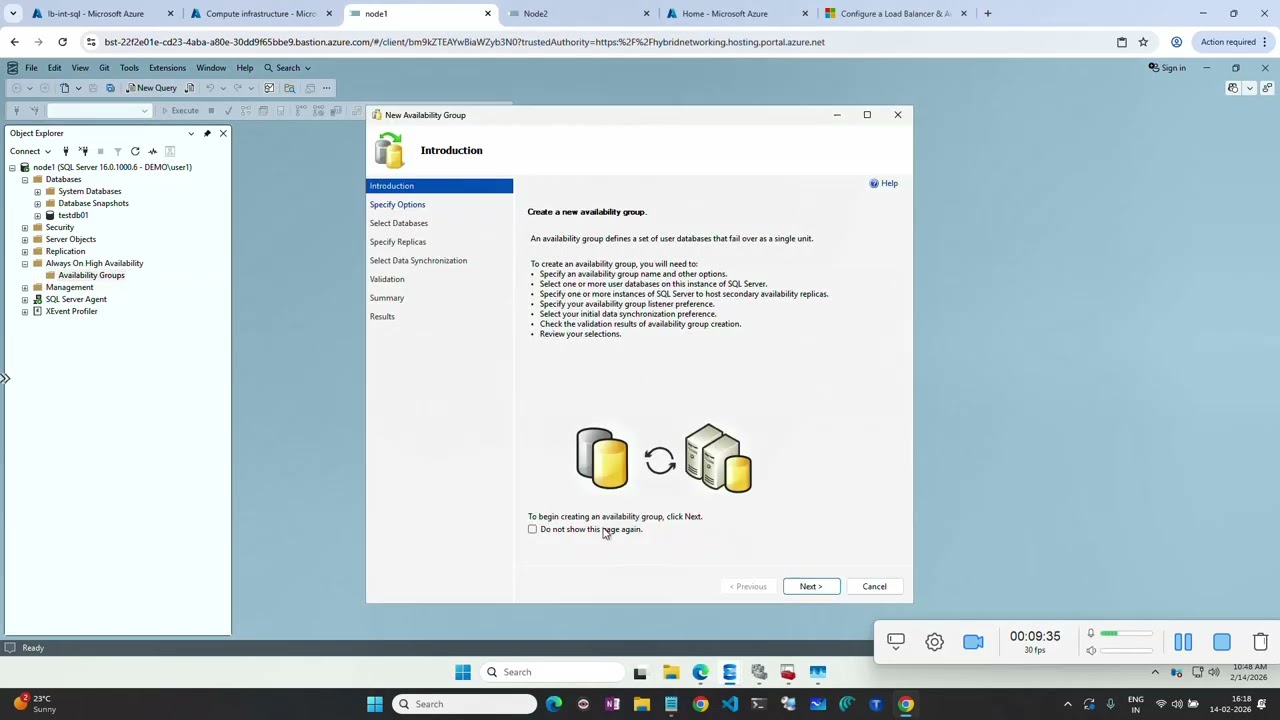 SQL AlwaysOn setup Step by Step, SameSubnet in Azure