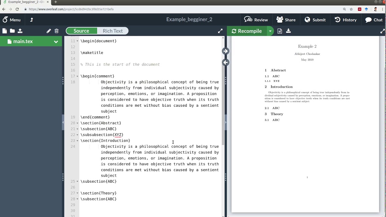 Introduction to LaTeX Tutorial: Create Sections, paragraphs and text justification