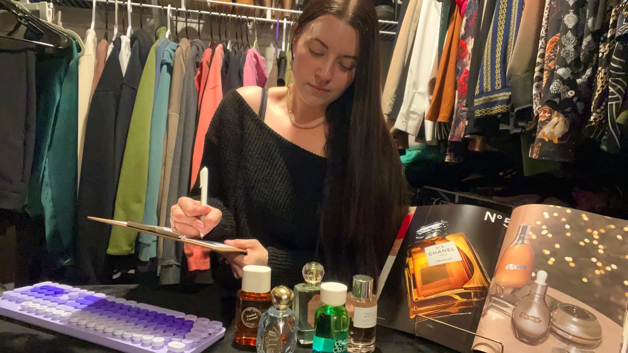 ASMR Perfume Counter | Glass, Typing, Writing, Magazine, Spray Sounds