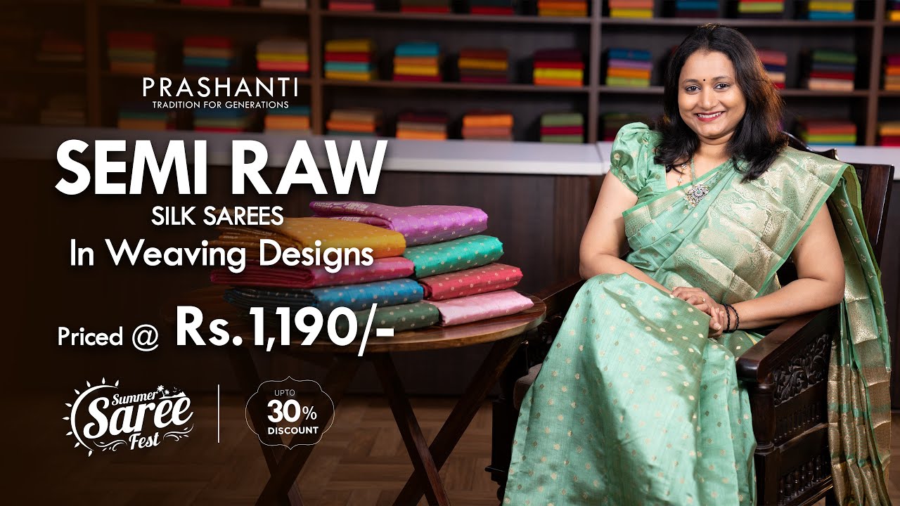 Semi Raw Silk Sarees in 1000 Buttas @ Rs. 1190/- | Summer Saree Fest - Up to 30% OFF
