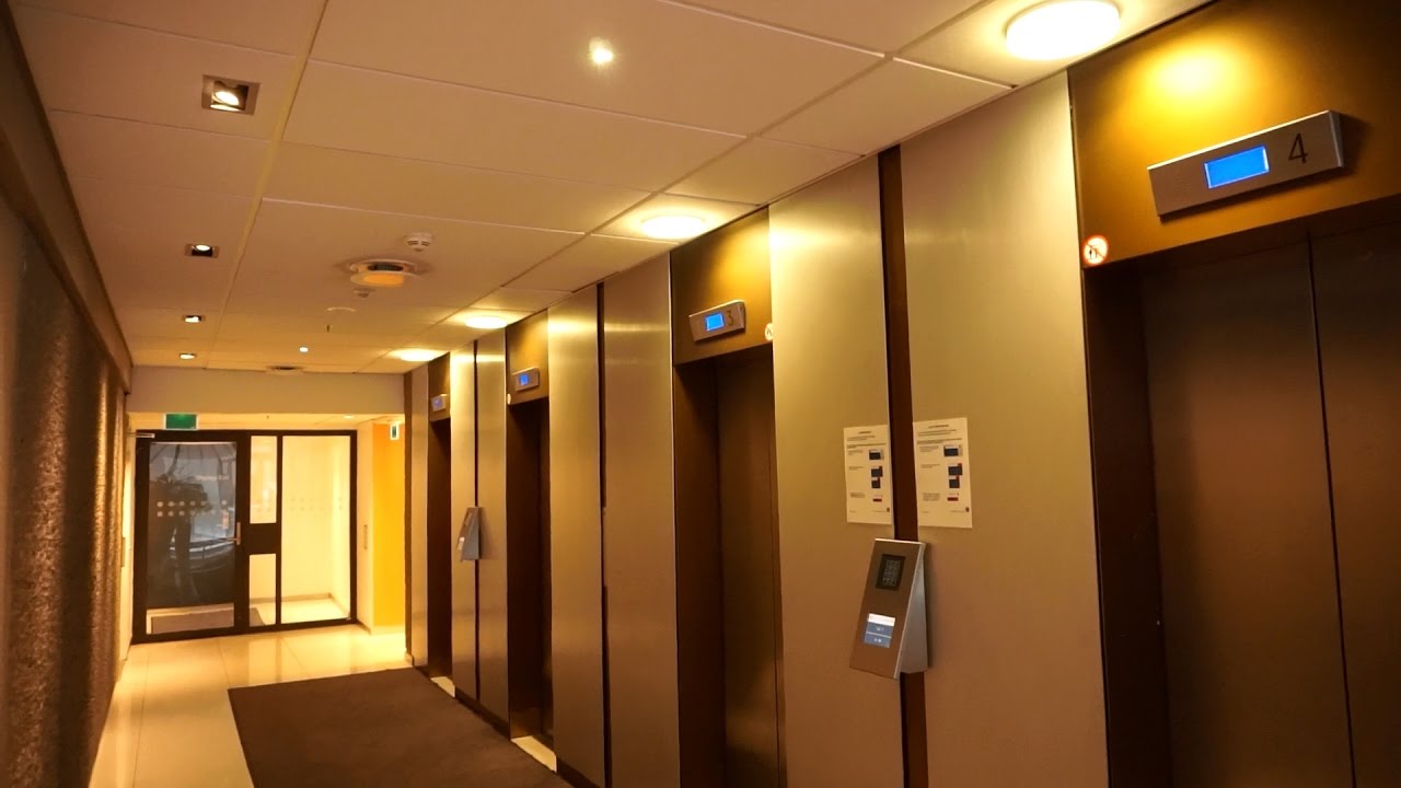2008 ThyssenKrupp destination dispatch traction elevators @ Henrik Ibsens gate 100, Oslo, Norway
