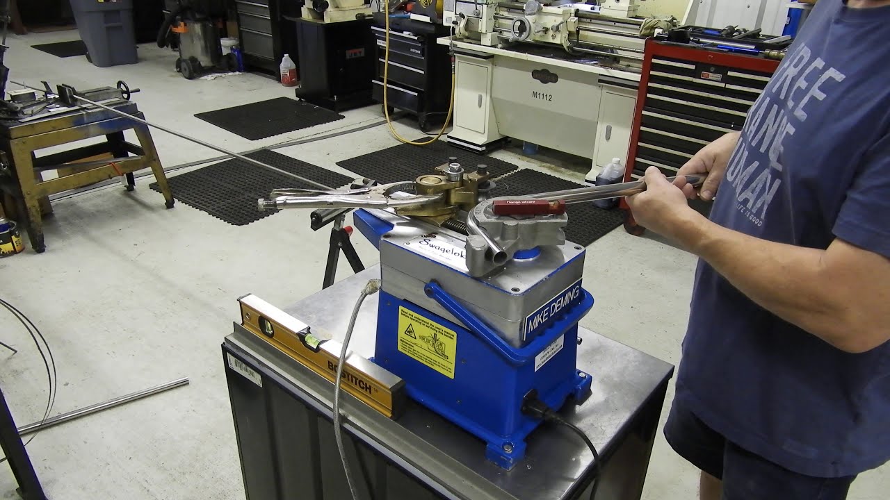 Swagelok powered bench bender used to bend the stainless steel tubing for Debug Mobility Products
