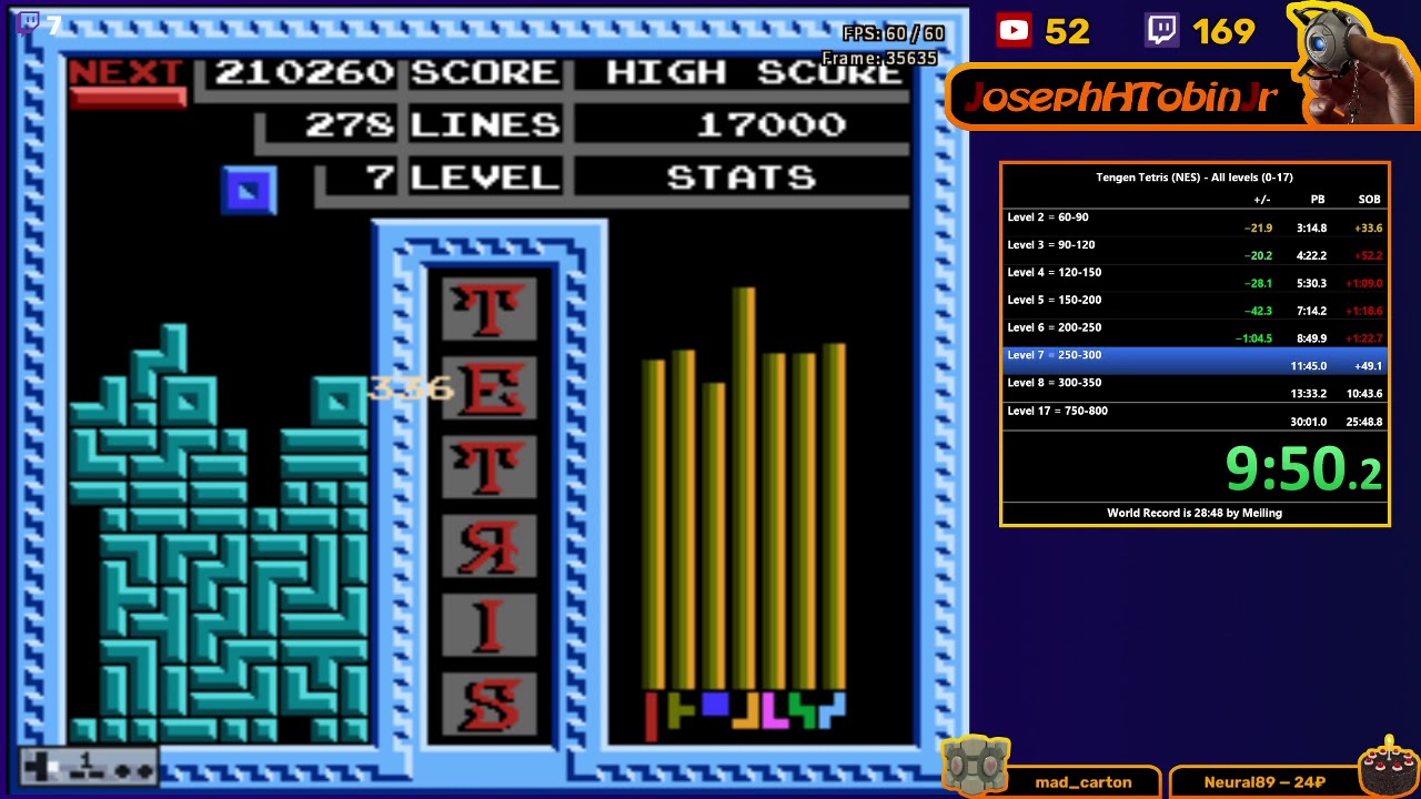 Tengen Tetris - All levels (0-17) - 27:22 (World Record)