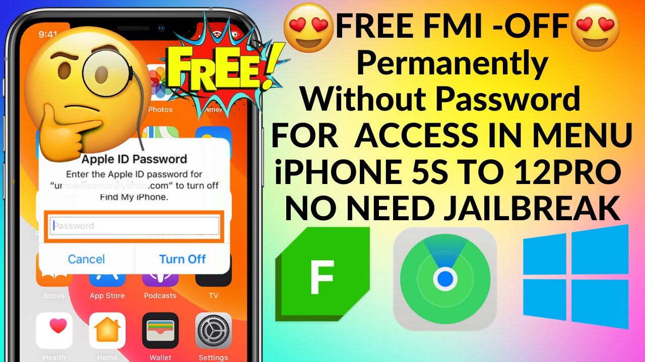 FREE FMI  OFF WITH iPROXY FOR ACCESS IN MENU iPHONE 5S TO 12PRO MAX  NO NEED JAILBREAK