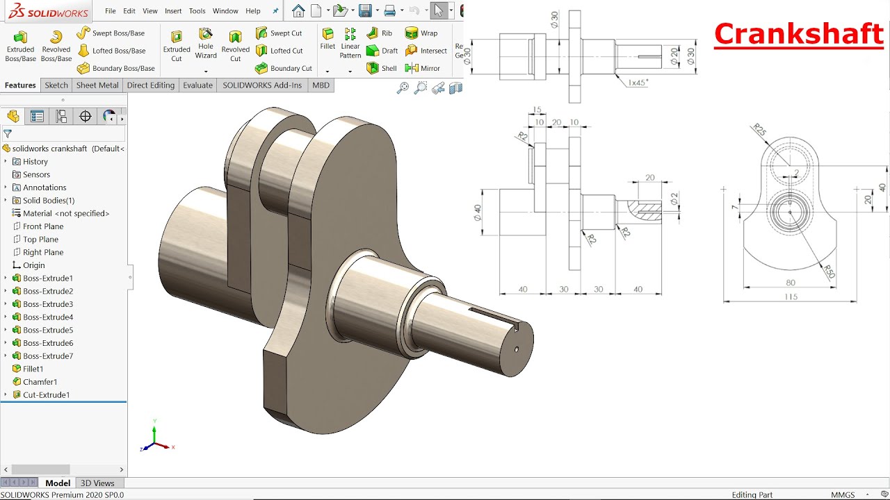 SolidWorks Tutorial Crankshaft