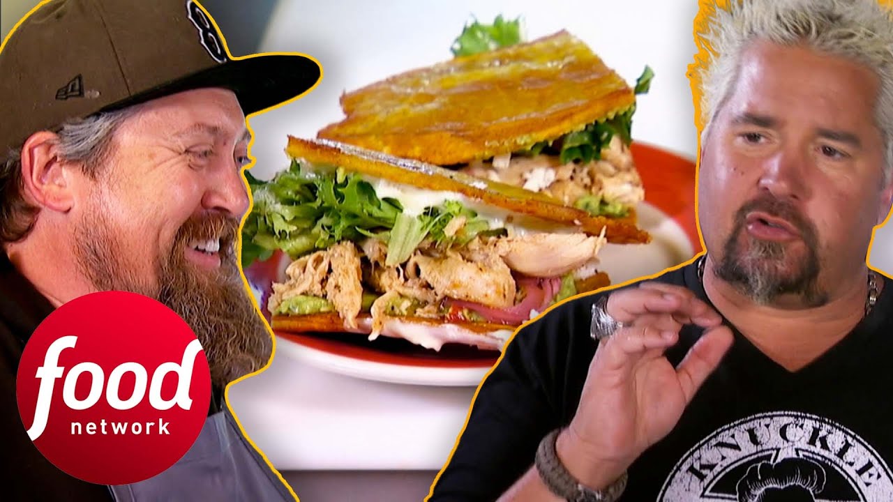 Guy Fieri IMPRESSED By Chef's Unique Plantain Sandwich | Diners, Drive-Ins & Dives