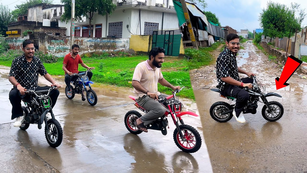 Riding Our 49 cc Mini Dirt Bikes In Market🔥 | Cute Petrol Bikes