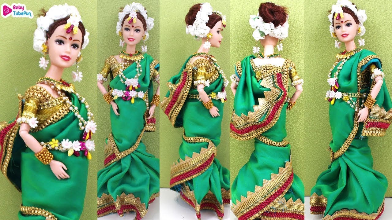 Barbie doll dressed for Godbharai Ceremony, Barbie Doll Dressing