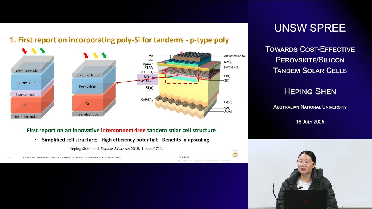 UNSW SPREE 202507-16 Heping Shen - Towards Cost-Effective Perovskite/Silicon Tandem Solar