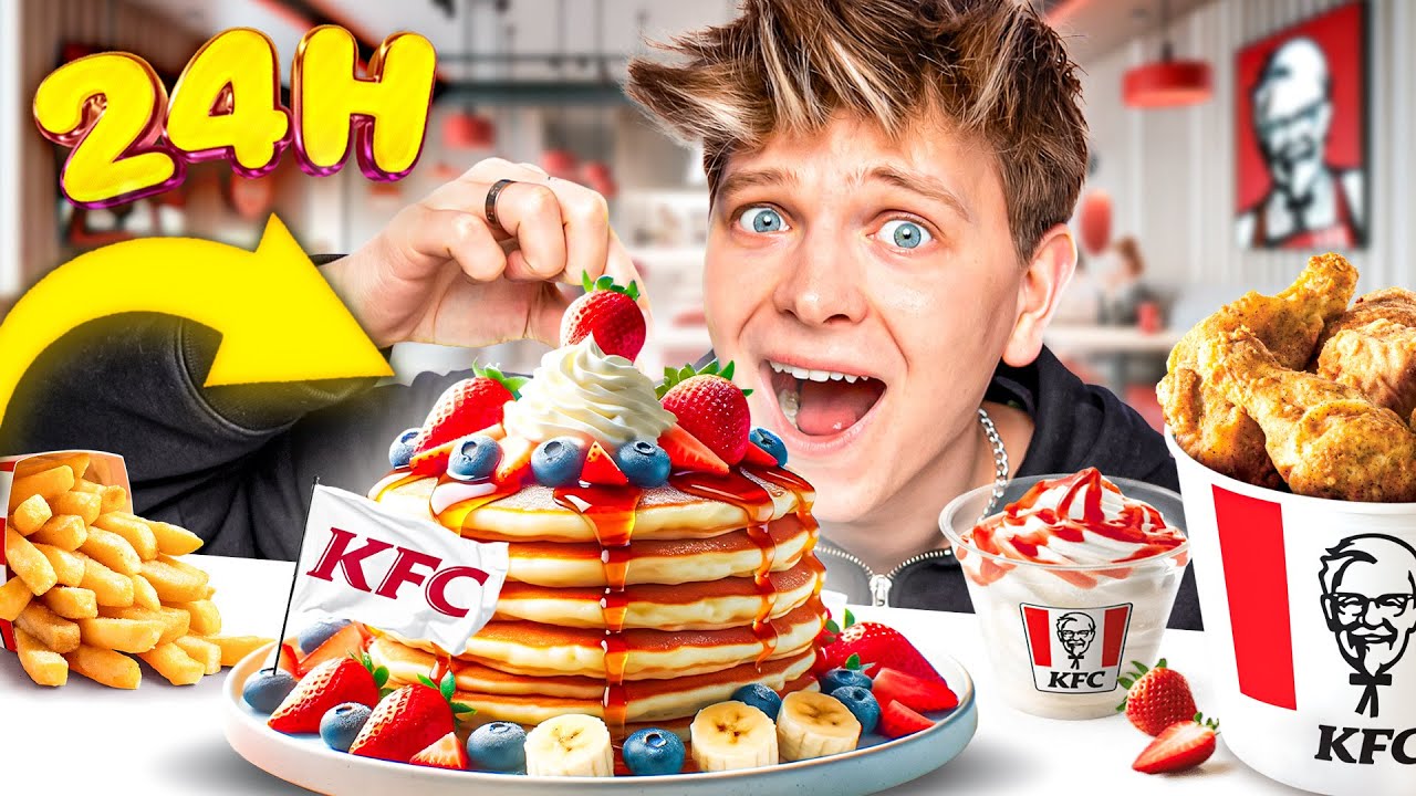 CAŁY DZIEŃ JEM TYLKO JEDZENIE W KFC 😱 *24h challenge* | Dominik Rupiński