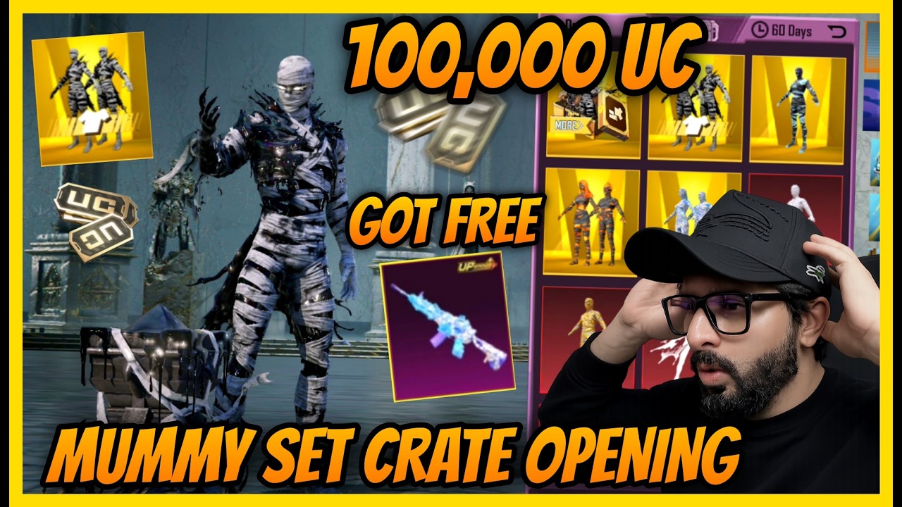 🔥MUMMY SET CRATE OPENING l 100000 UC MUMMY SUIT CRATE OPENING l Mummy set crate opening trick BGMI