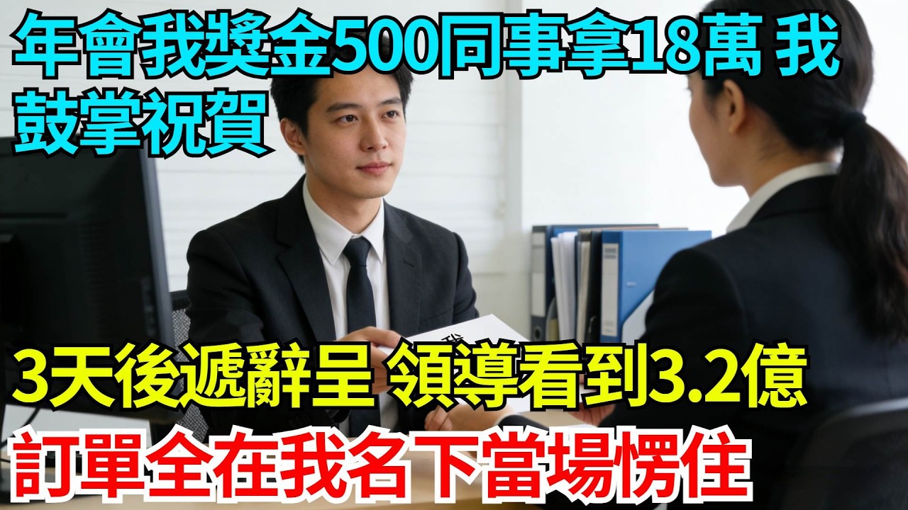 年會我獎金500同事拿18萬，我鼓掌祝賀，三天後遞交辭呈，老闆看到3.2億訂單全在我名下當場愣住【奇人社會誌】#完結爽文#職場#職場文化#職場故事