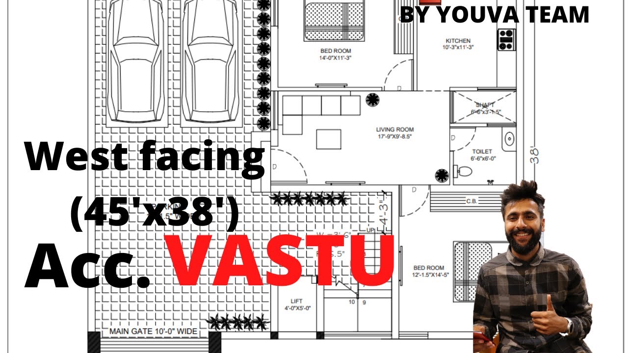 38'x45' West Facing Home Plan According Vastu