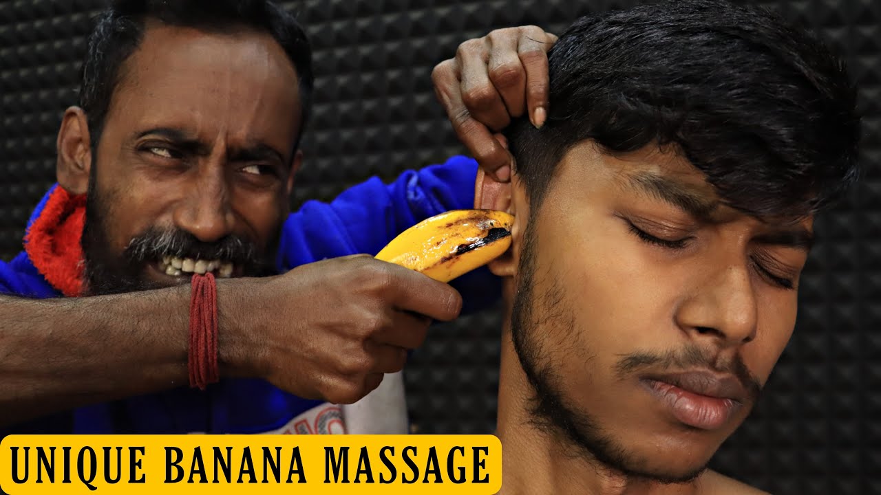 ASMR Neck & Ear Massage with Banana 🍌 | Intense Head Massage & Neck Cracking | Spine Cracking ASMR