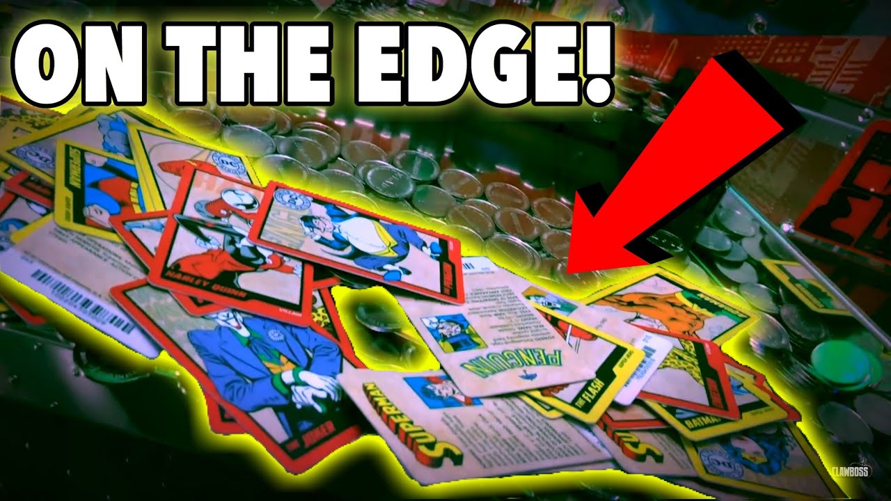 DC Comics Coin Pusher $10 Challenge! How Many Cards Can I Knock Off The Edge??