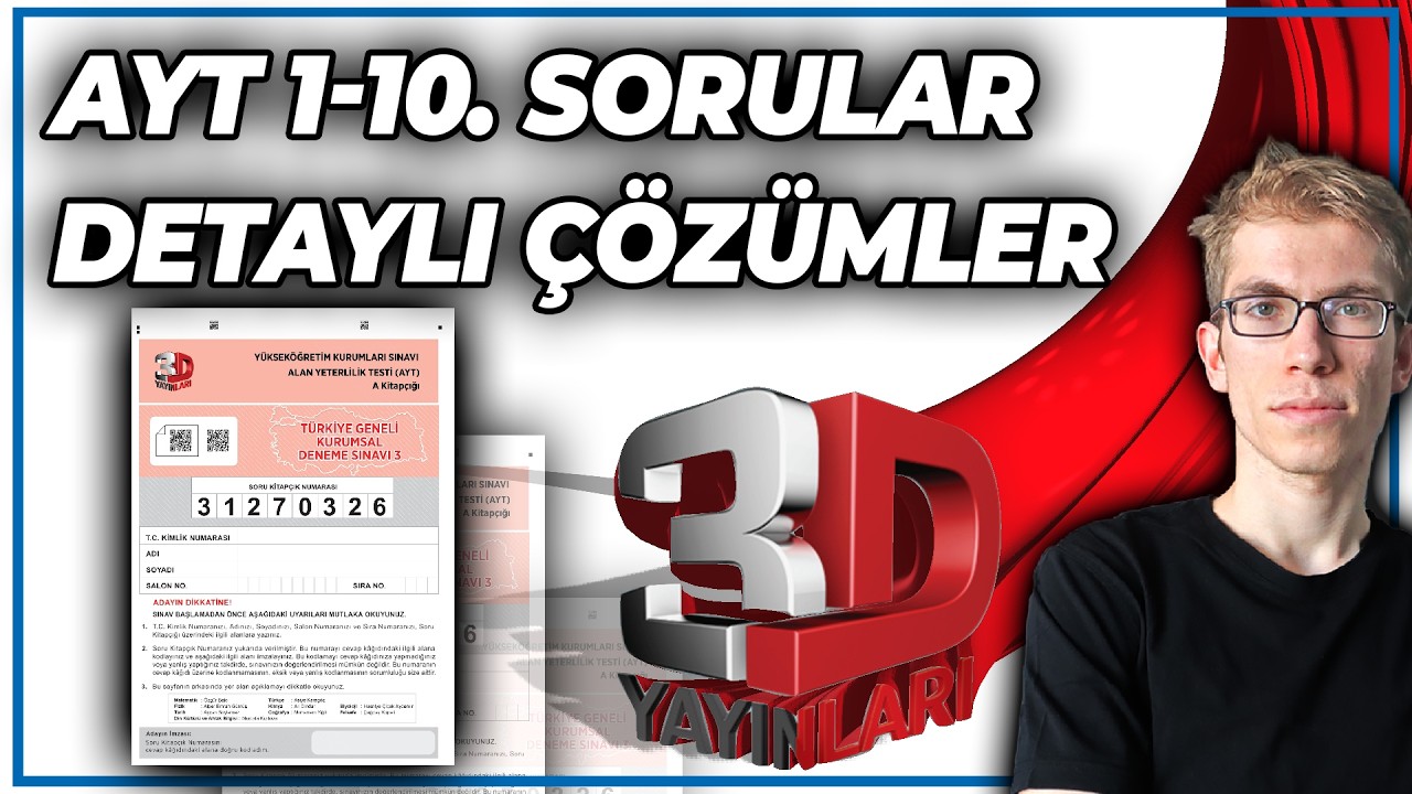 3D 3.Deneme AYT 1-10.Sorular - Matematik | Detaylı &Ccedil;&ouml;z&uuml;mler