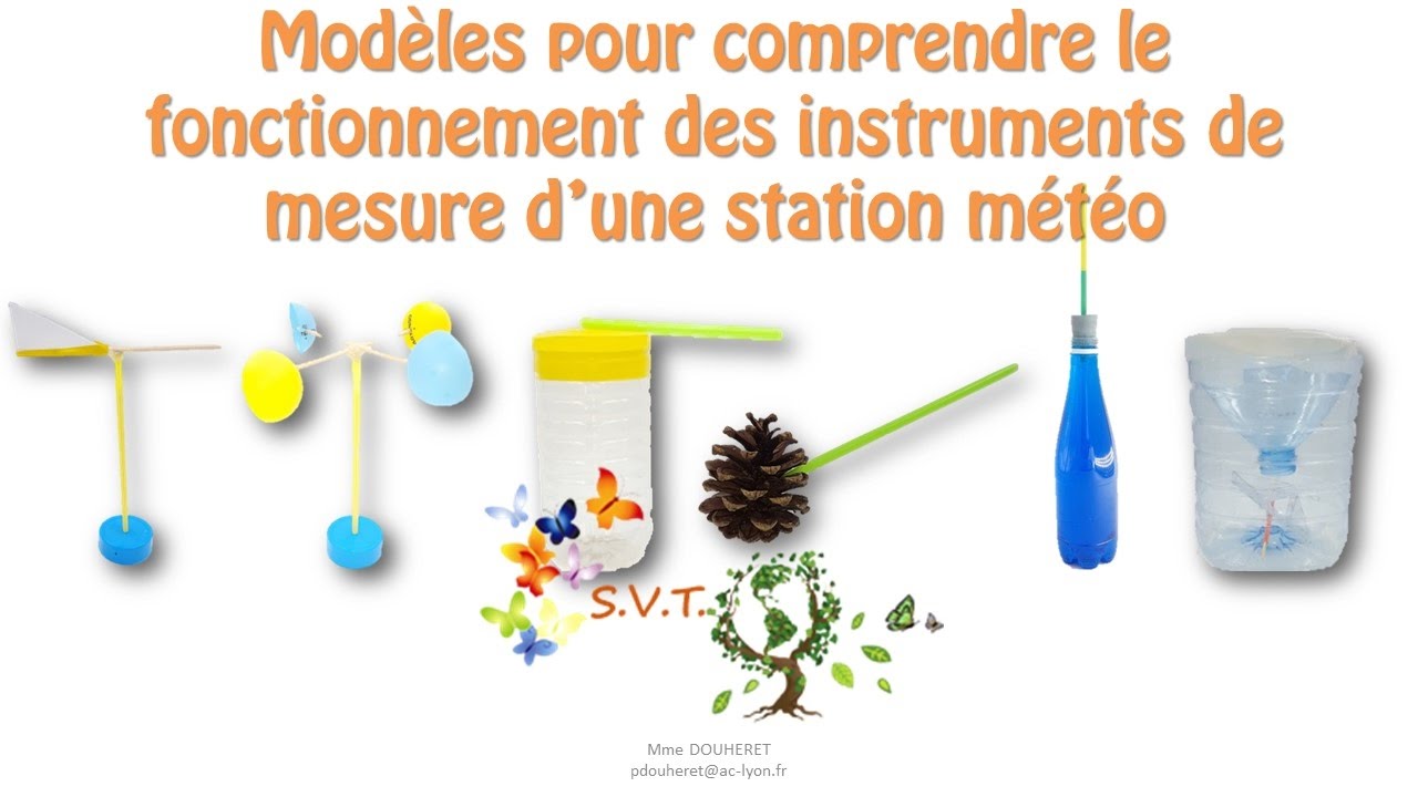 Maquette en fonctionnement des instruments de mesure d'une station météo