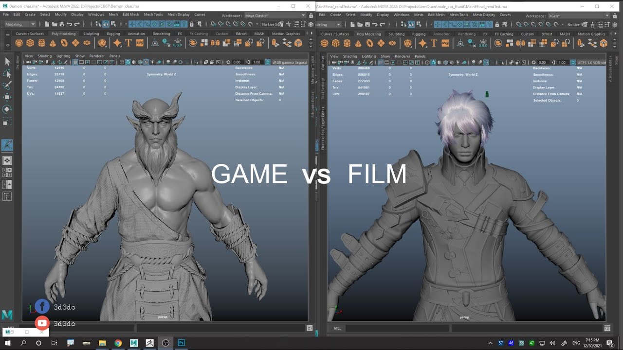 Phân biệt kỹ thuật Modeling Nhân Vật cho Film và Game