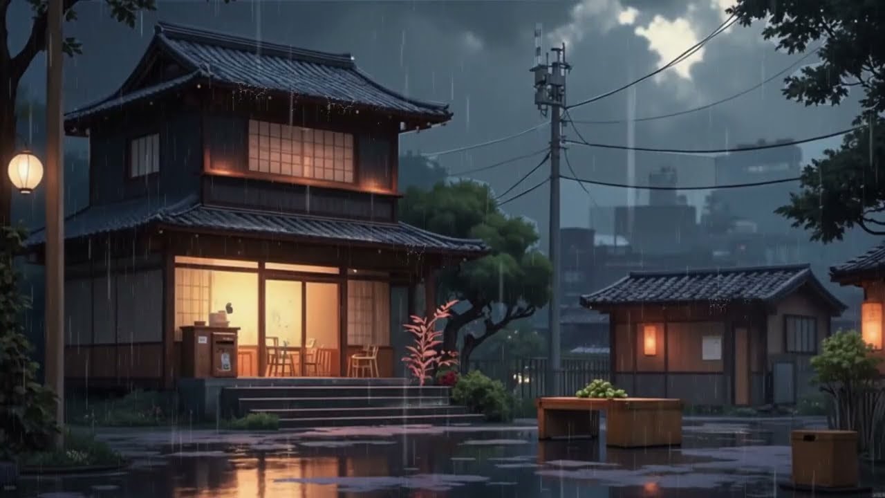Japanese Village Rainy Night 🌧️ Traditional House Sleep Ambience