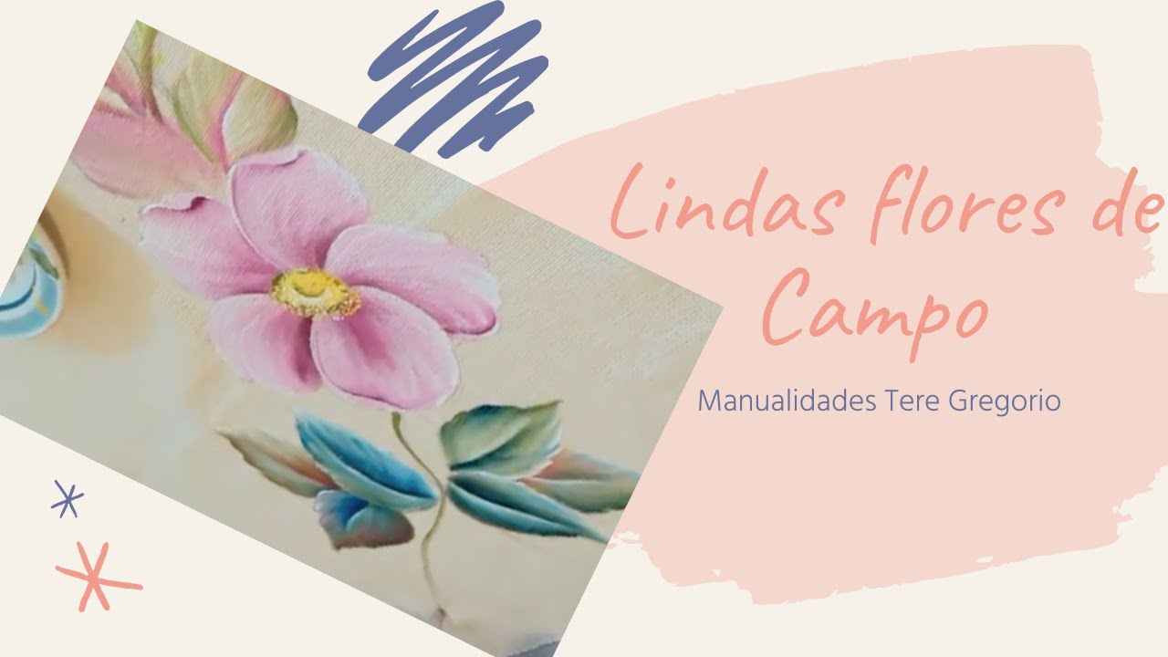 COMO PINTAR FLOR DE CAMPO EN TELA - FLOR ROSA