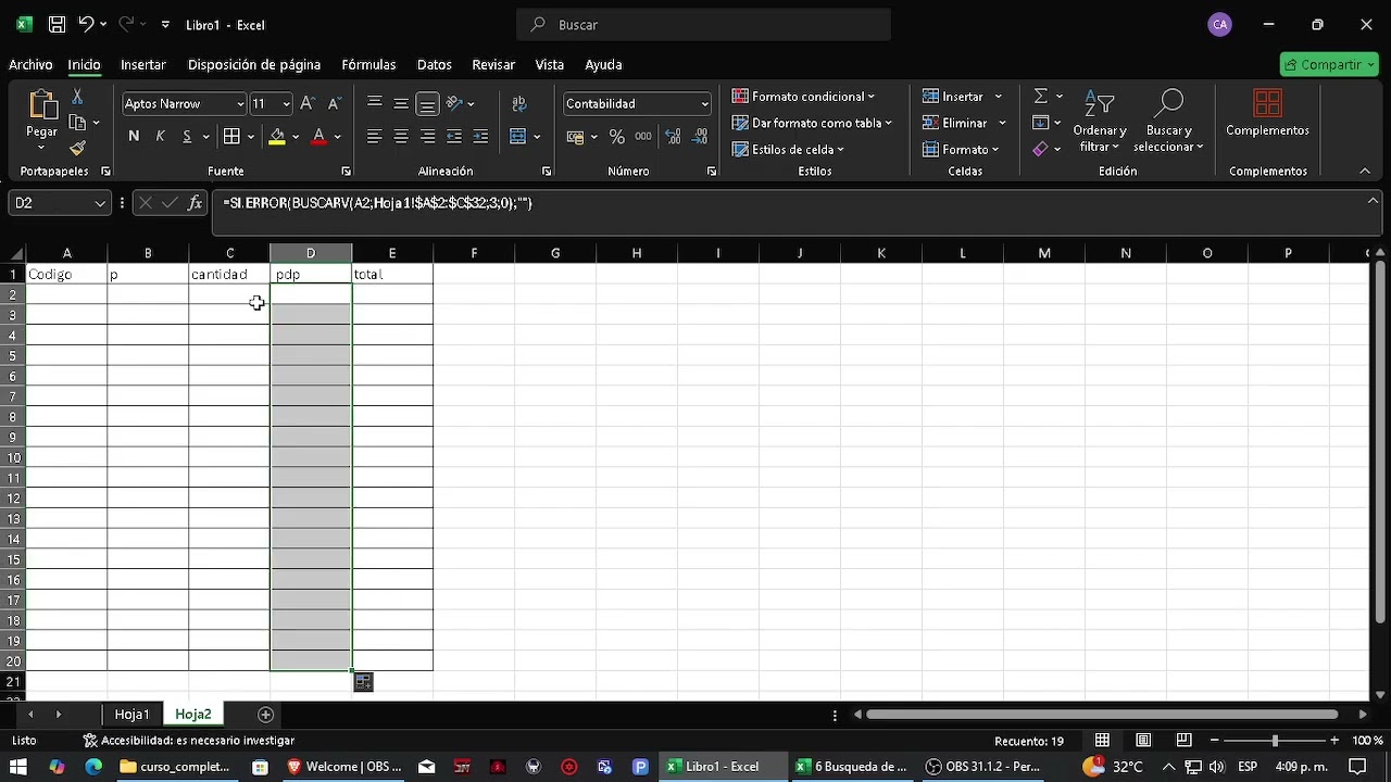Ejemplo de excel para buscar datos.