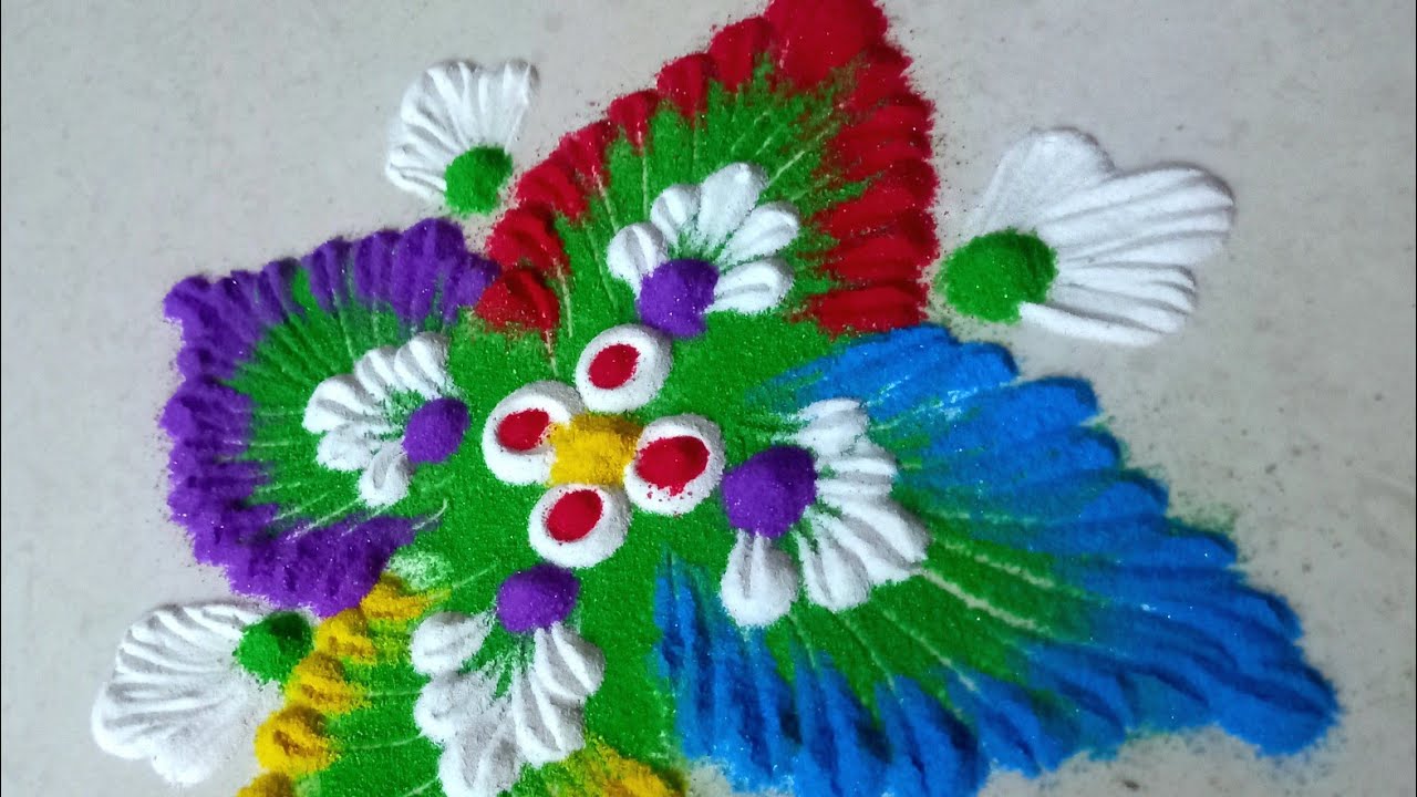 COLOURFUL FLOWER RANGOLI DESIGNS 😍✨