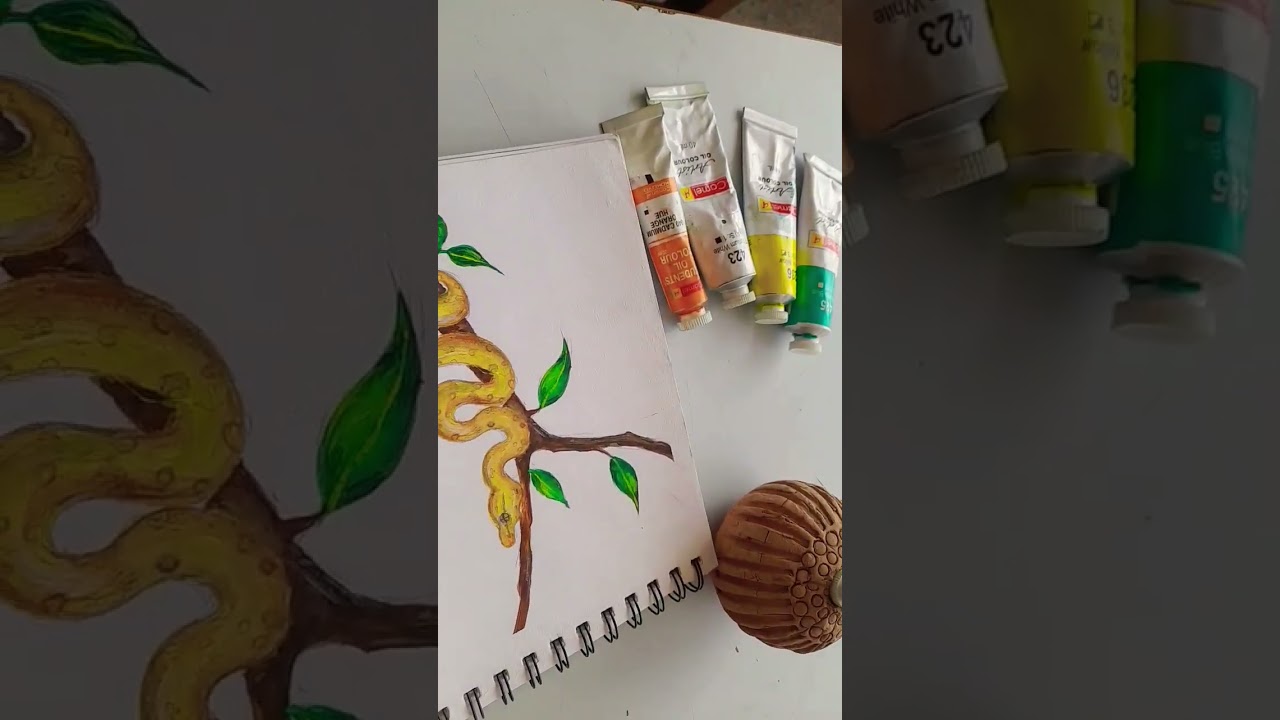 easy snake painting ideas for beginners #snakeart #acrylicpainting #pencil #shorts #easydrawing