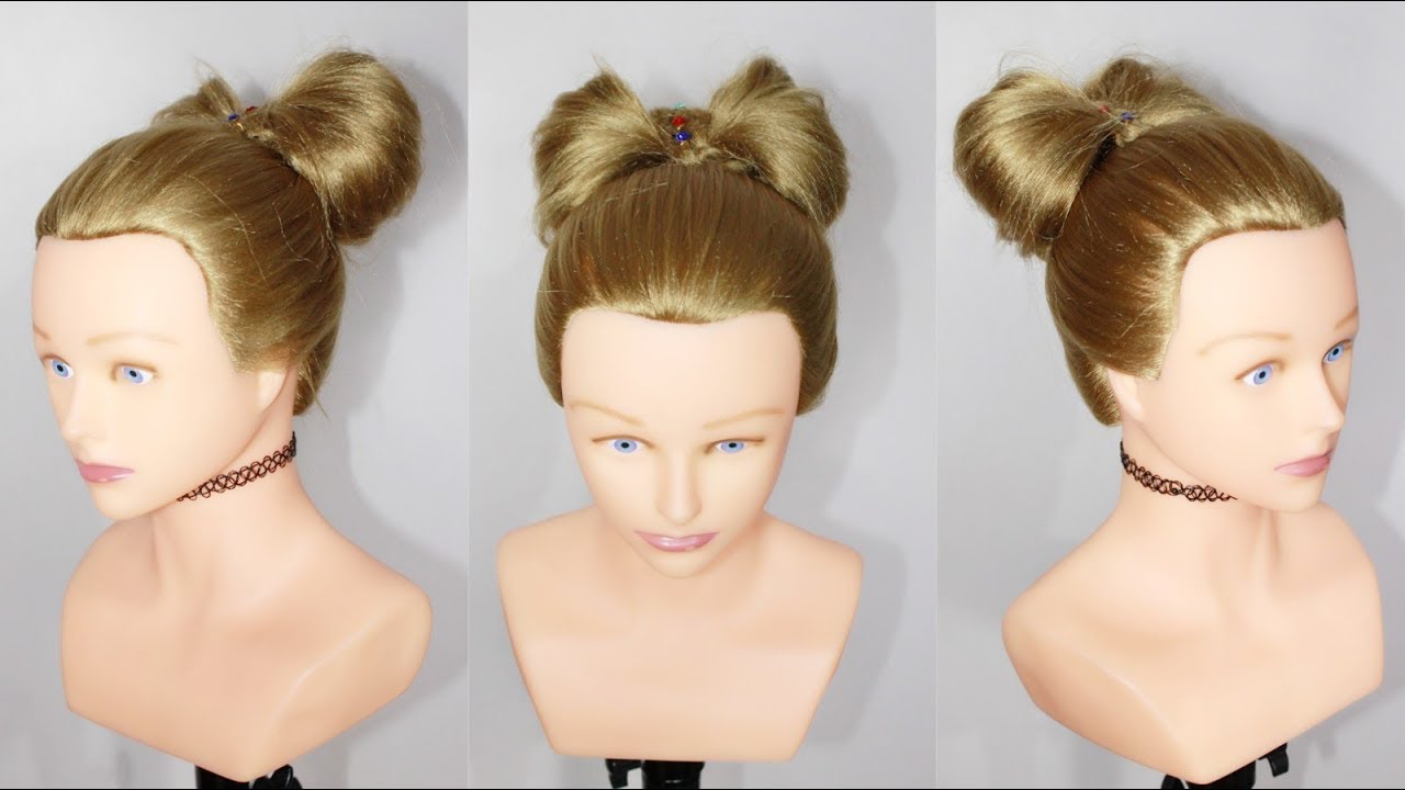 How to create a hair bow for beginners | bun hairstyle | bow bun titorial | hair style girl