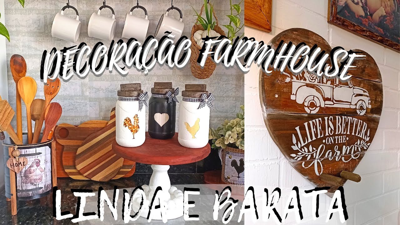 IDÉIAS DE DECORAÇÃO FARMHOUSE COM REAPROVEITAMENTO/DIY DECOR FARMHOUSE/FARMHOUSE DECOR/DIKINHA DIY