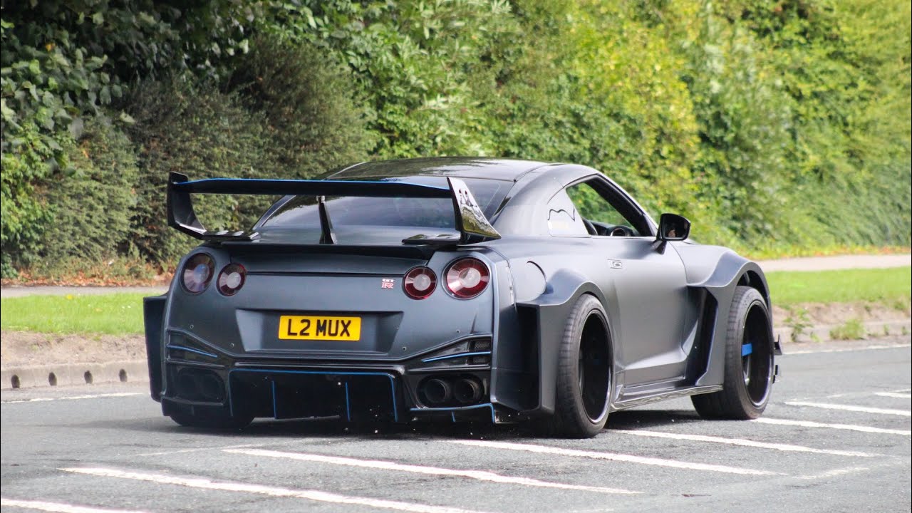 Supercars and tuners leaving a car meet (1400bhp R35 GTR, 765LT, 812SF, 458S, 360CS, AMG GTR x2…)