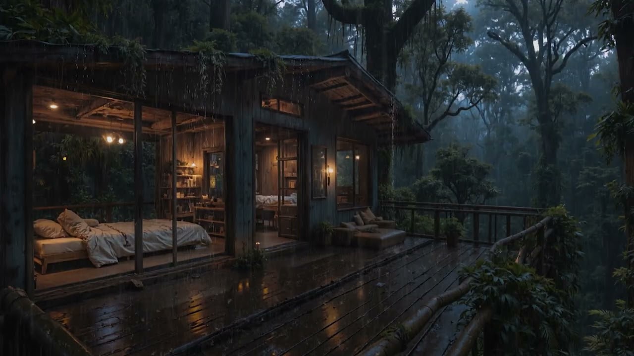 Soft Rain Falling on a Cozy Cabin in the Woods 🌧️🌲 | Calm Sounds for Deep Sleep
