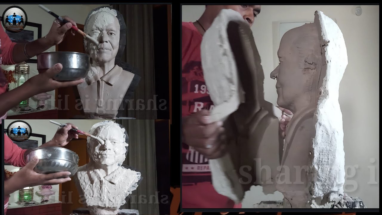 Moldmaking Tutorial-Making A Plaster Of Paris Mold Of A Clay Head Sculpture-Timelapse, part-2