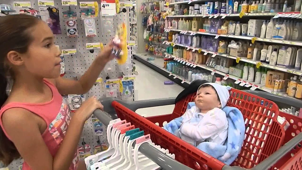 Shopping at Target for Baby Bottles and Binkies with Reborn Baby Mario Part 2
