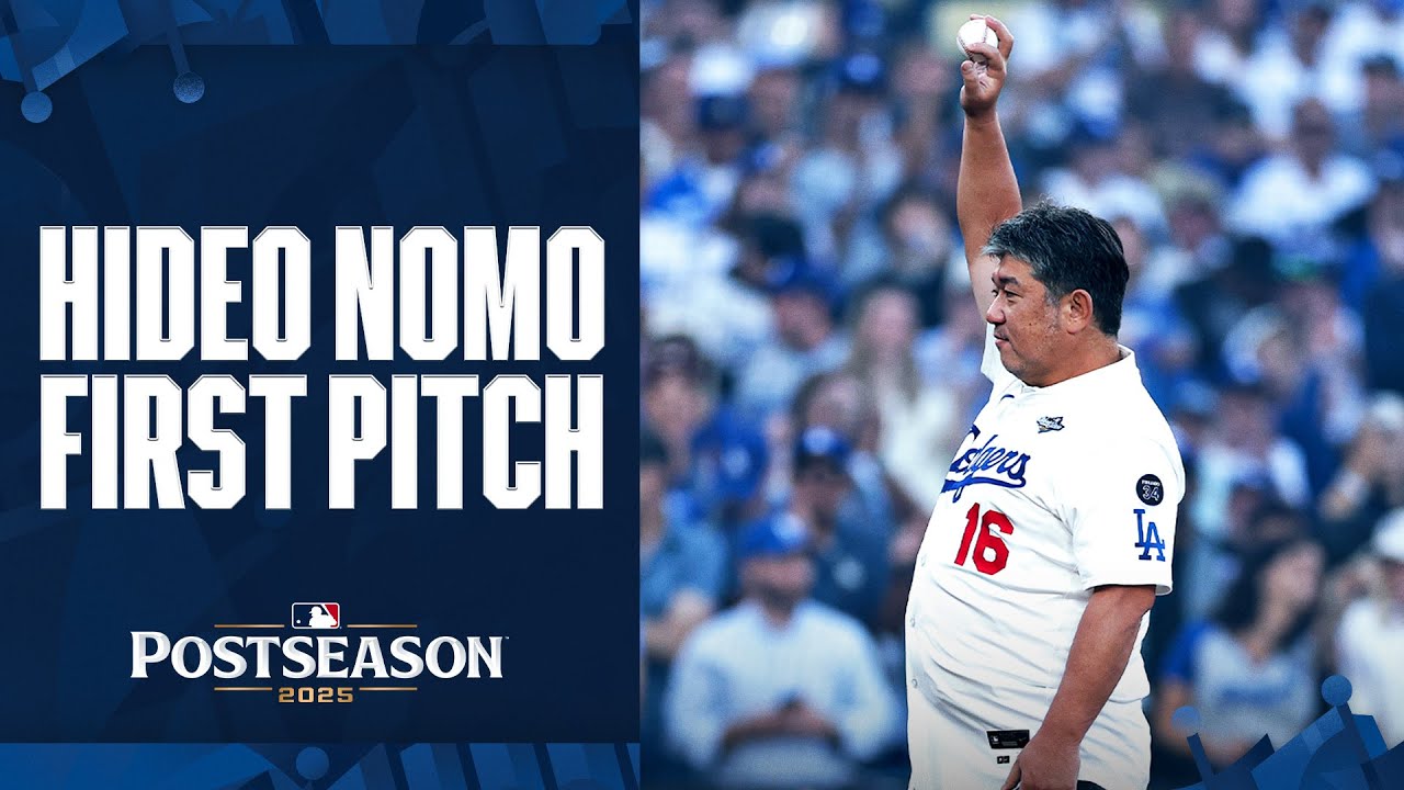 Hideo Nomo tosses out the ceremonial first pitch for the Dodgers ahead of World Series Game 3! ⚾️