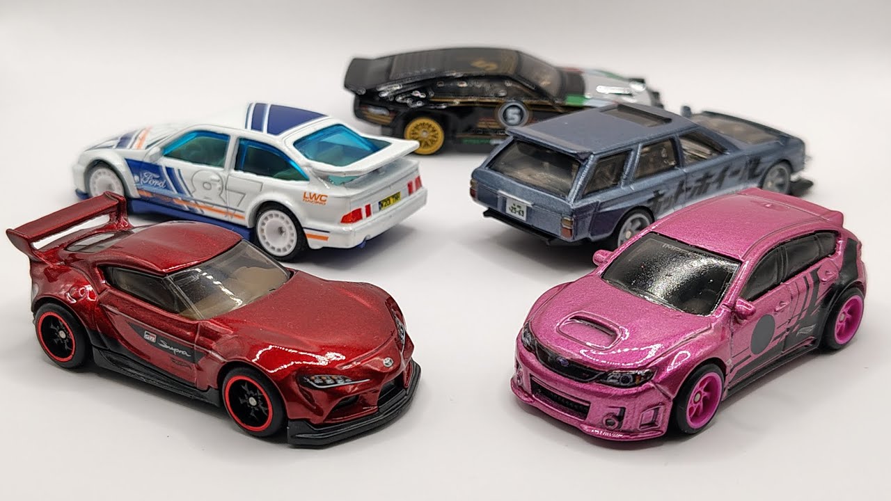 Hot Wheels Nightburnerz 2025 Customs - Ford Sierra Cosworth, Nissan Maxima, GR Supra, Subaru WRX