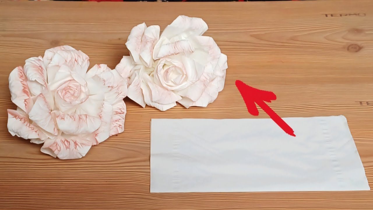 چگونه گل رز سه بعدی زیبا با دستمال کاغذی بسازیم#tissueflower​​#paperflow#roseflower​,art and craft