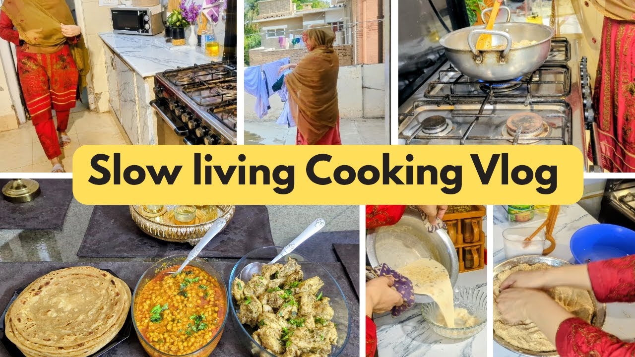 Slow Living Cooking Vlog | Malai Chicken Tikka Karahi & Channa Daal Recipe