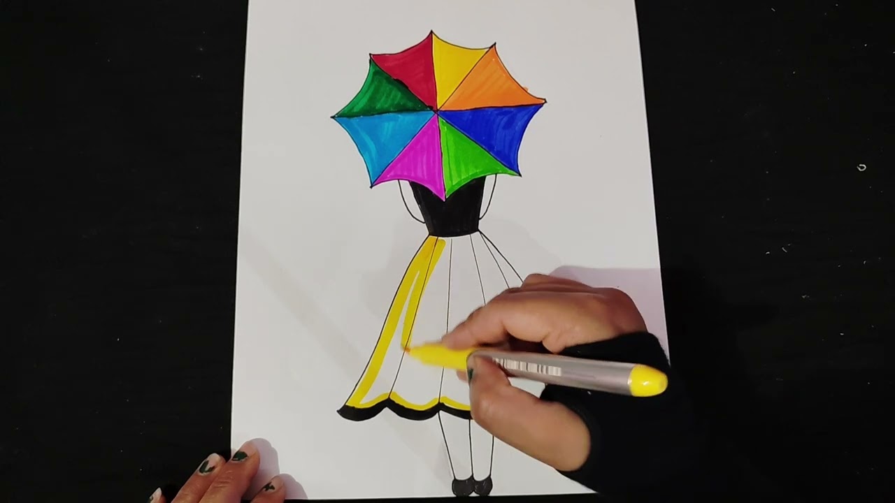 Umbrella with girl simple drawing please like and subscribe▶️▶️▶️ #youtube #easyartlover#trendingart